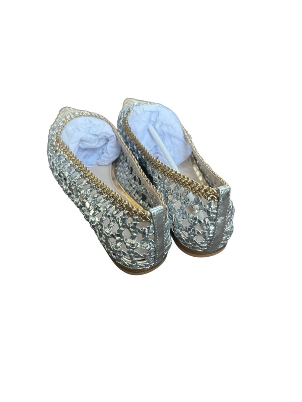 Cecelia New York Brie Woven Ballet Flats in gold and silver 7.5 NWT - Picture 6 of 9